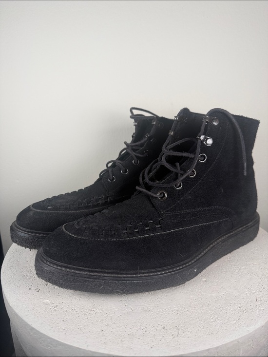 All Saints black suede leather lace up hiking Chukka combat‎ boots men\'s size 11 AllSaints Black Suede Chukka Lace-Up Boots, w/box main image 3
